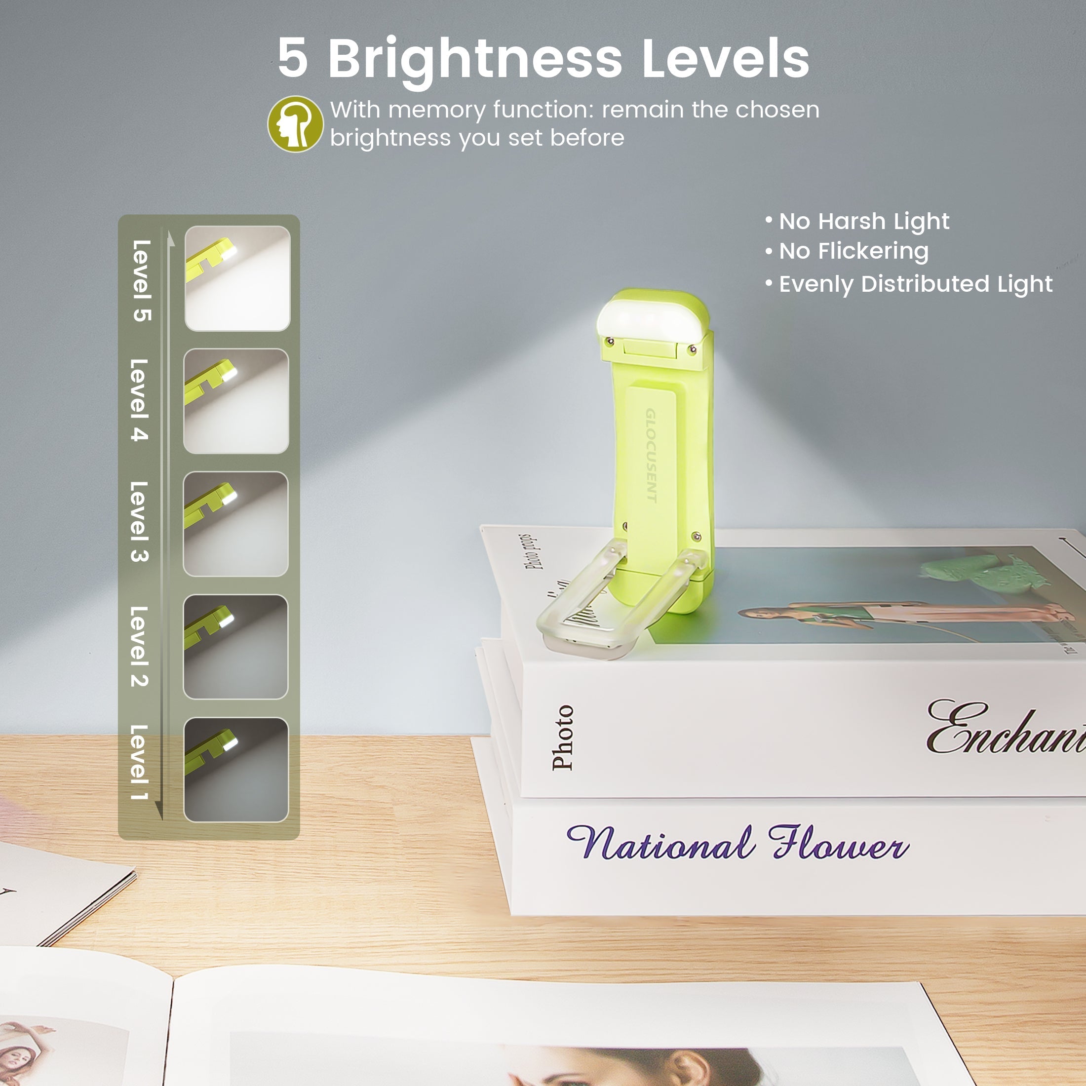 Glocusent Bookmark Style Reading Light