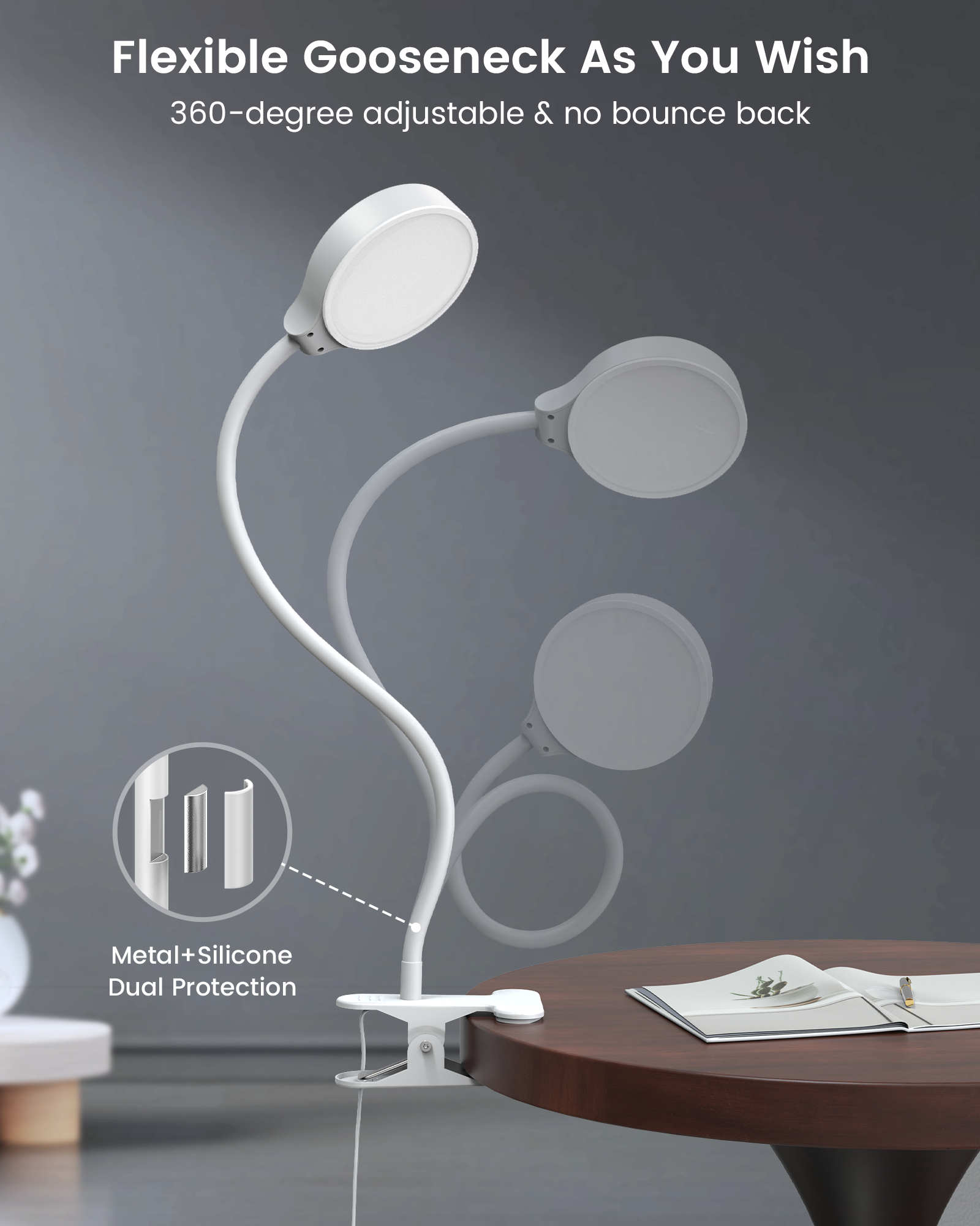 Glocusent 36 LED Clip-on Reading Light for Desk, Headboard  & Computer