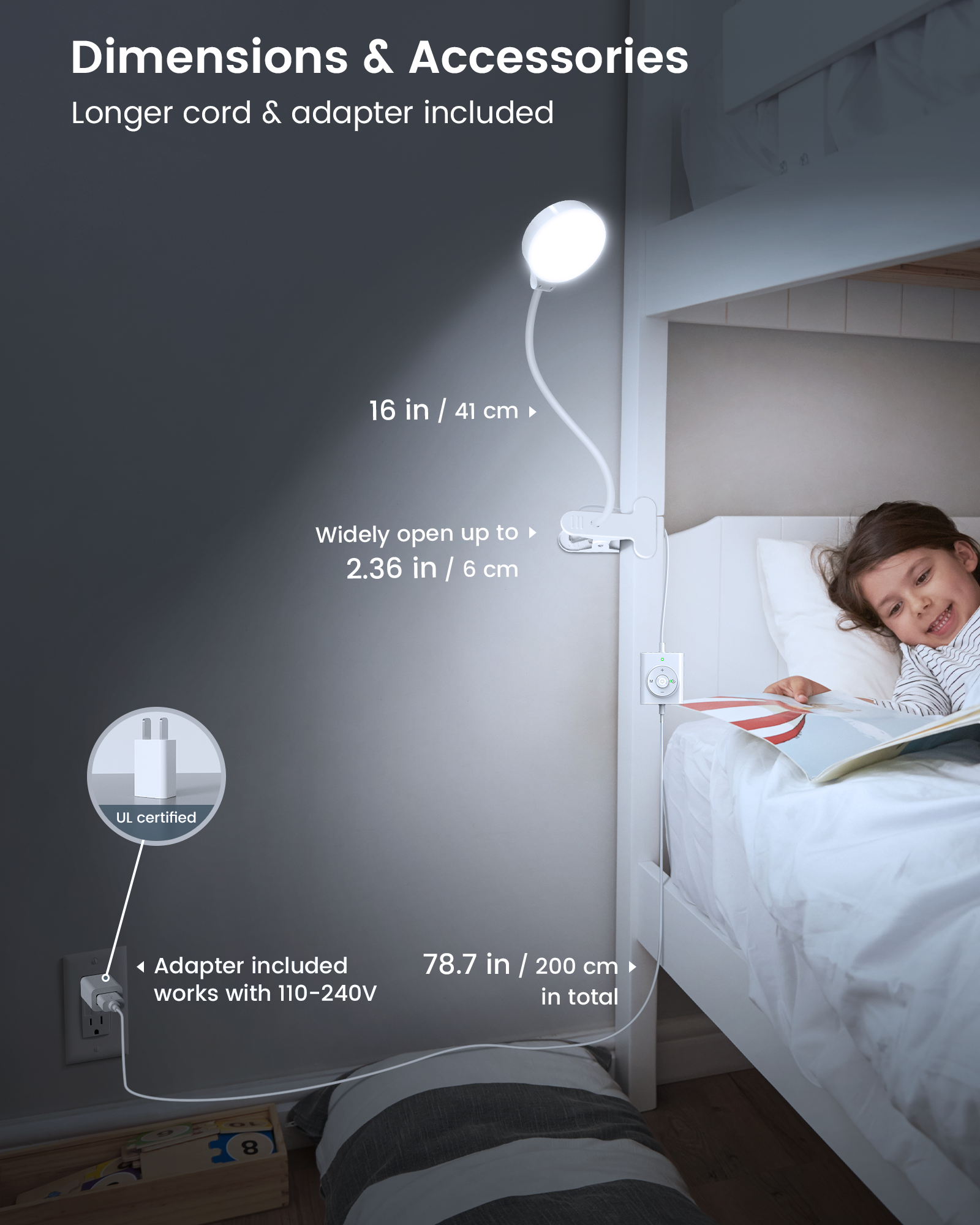 Glocusent 36 LED Clip-on Reading Light for Desk, Headboard  & Computer
