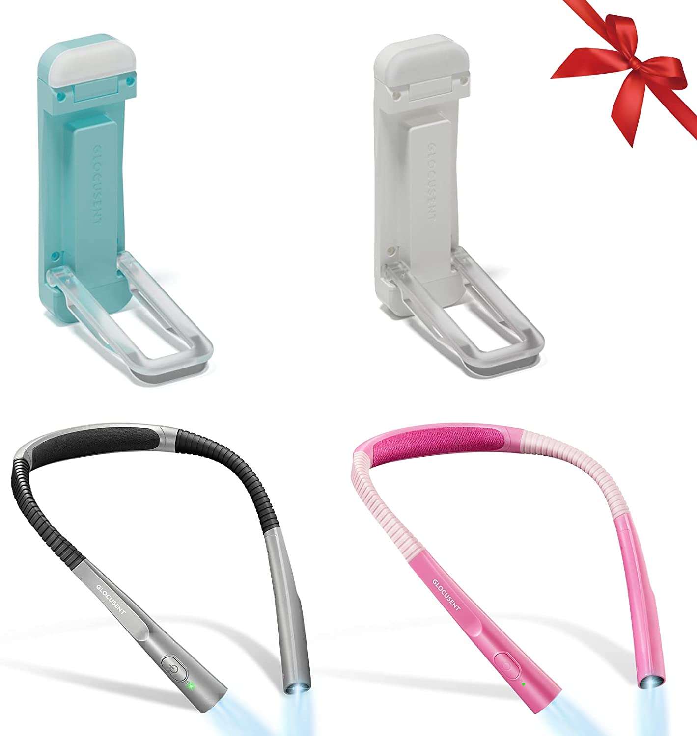 Glocusent 4-Unit Upgraded Reading Lights Set for Family