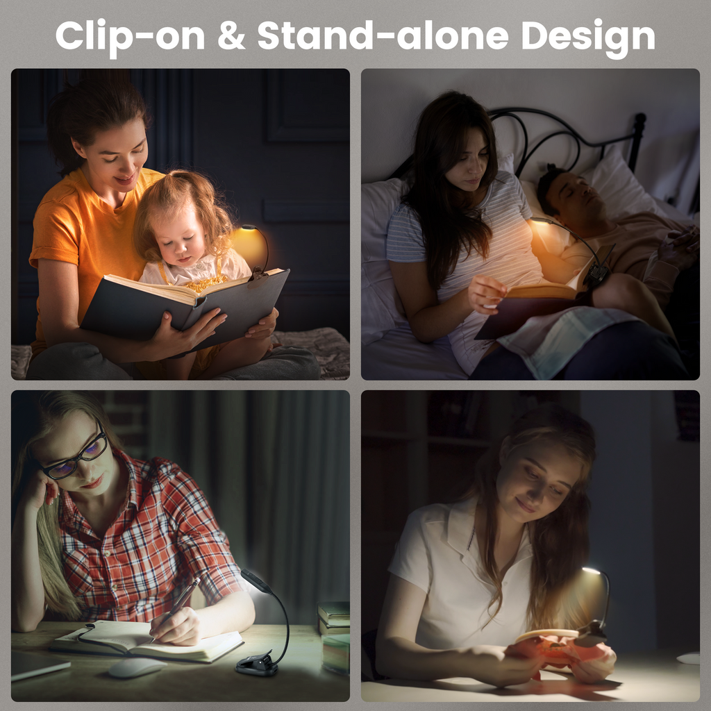 Glocusent 4-Unit Reading Lights Set for Family