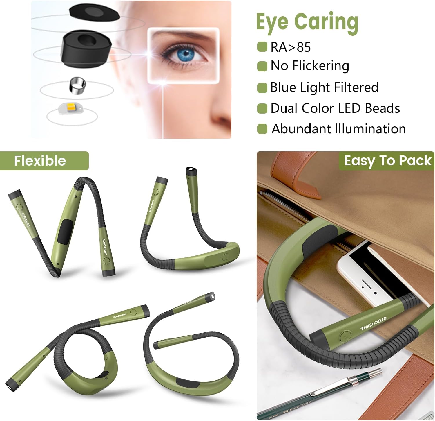 Glocusent Original LED Neck Reading Light