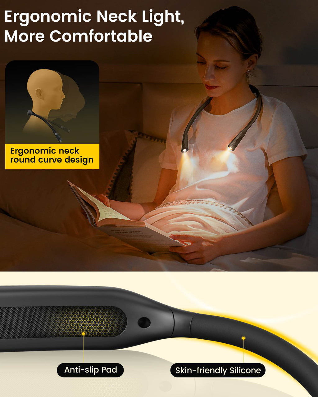 Glocusent Slim Curve Neck Reading Light