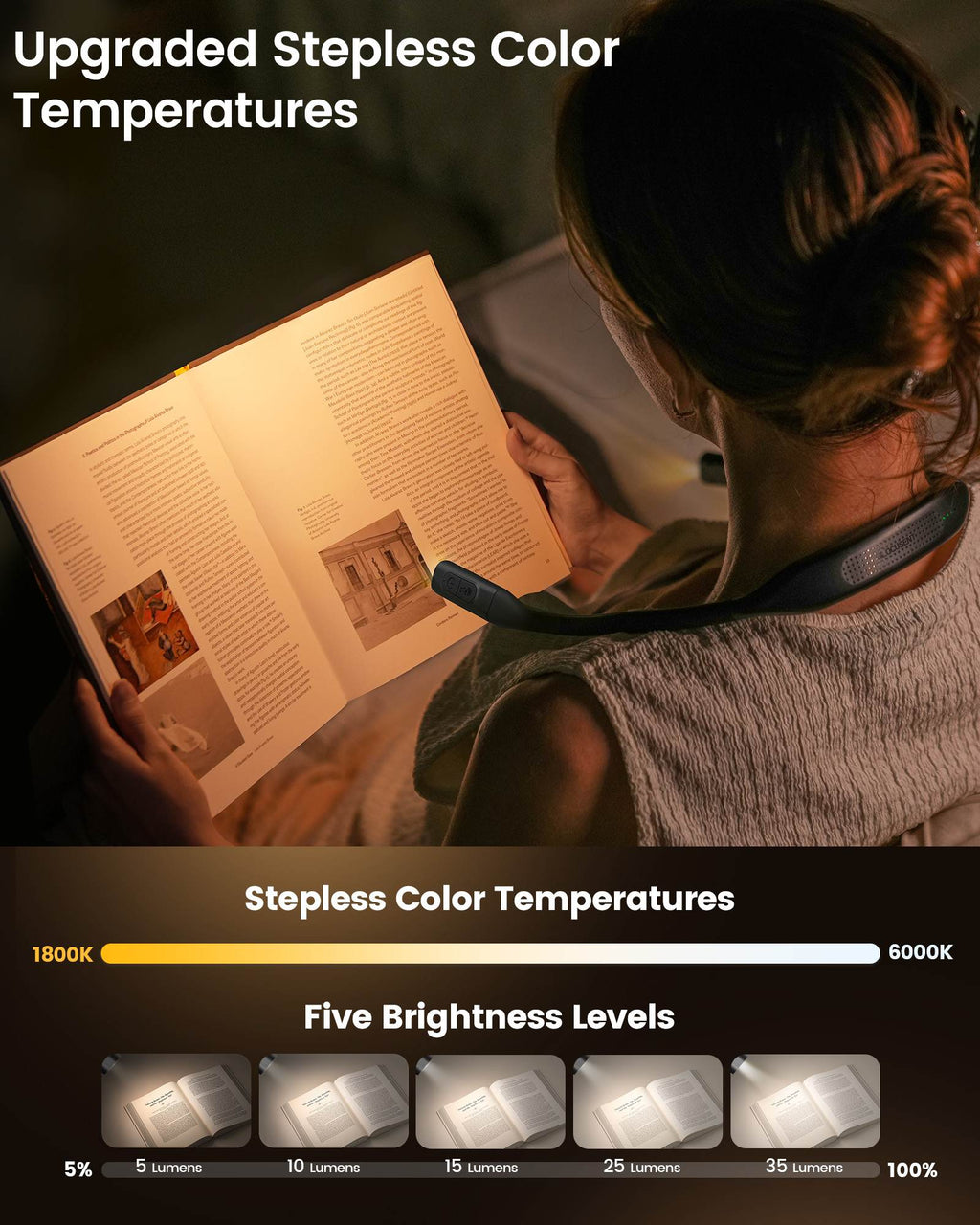 Glocusent Slim Curve Neck Reading Light