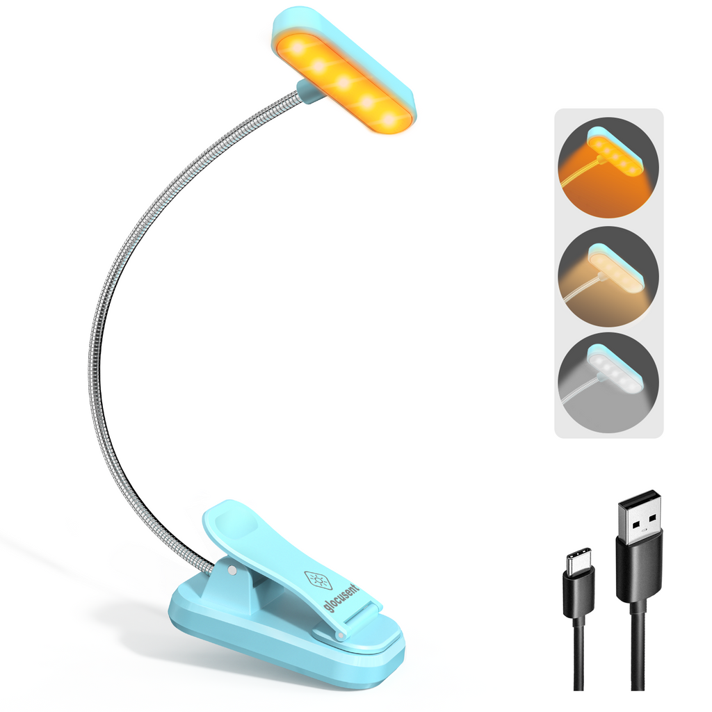 Glocusent Horizontal ET-head Amber Book Light with CRI 95 for Book Lovers