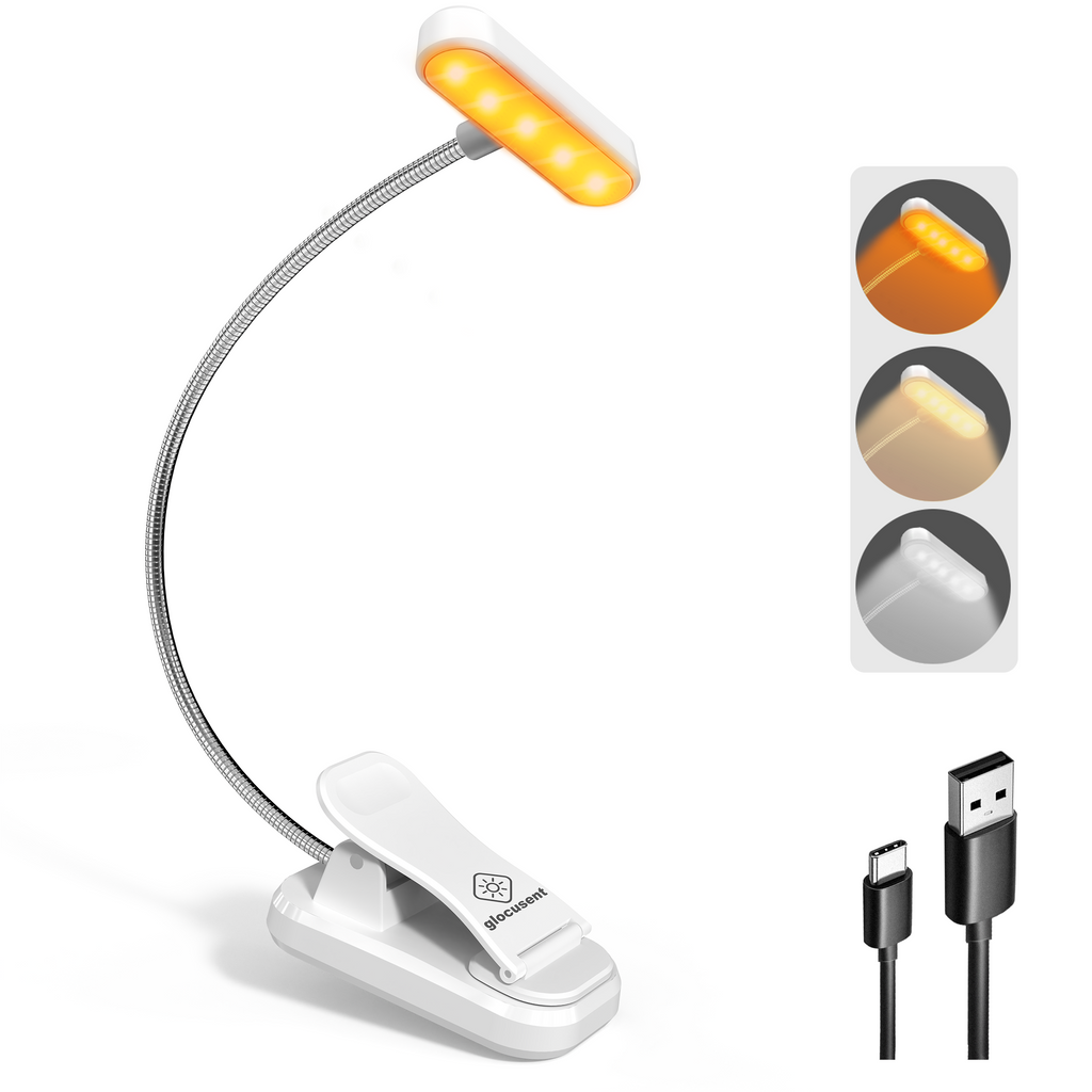 Glocusent Horizontal ET-head Amber Book Light with CRI 95 for Book Lovers