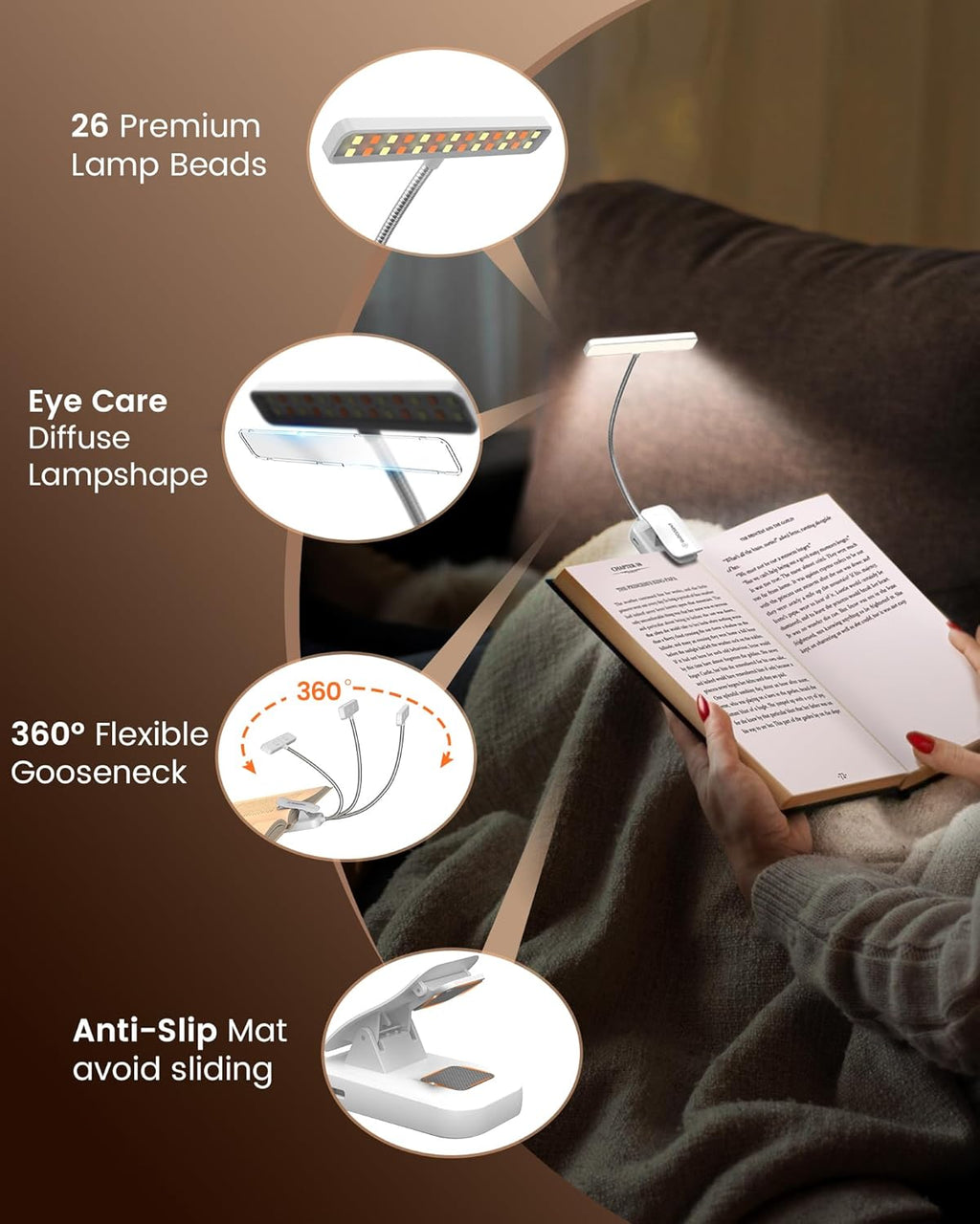 Glocusent 26 LED Clip on Reading Light