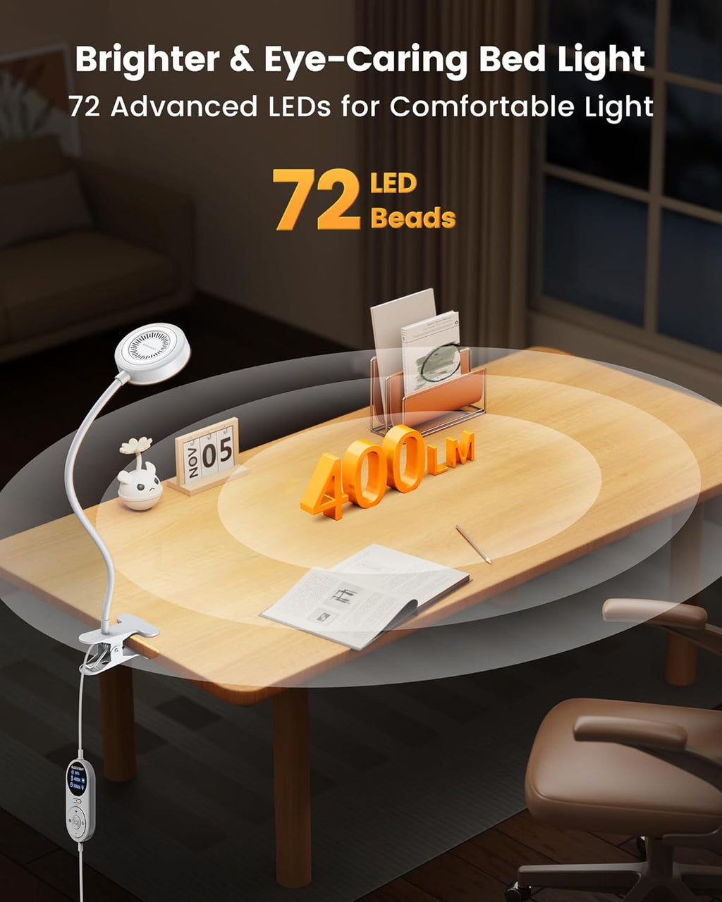 Glocusent 72 LED Clip-on Reading Light