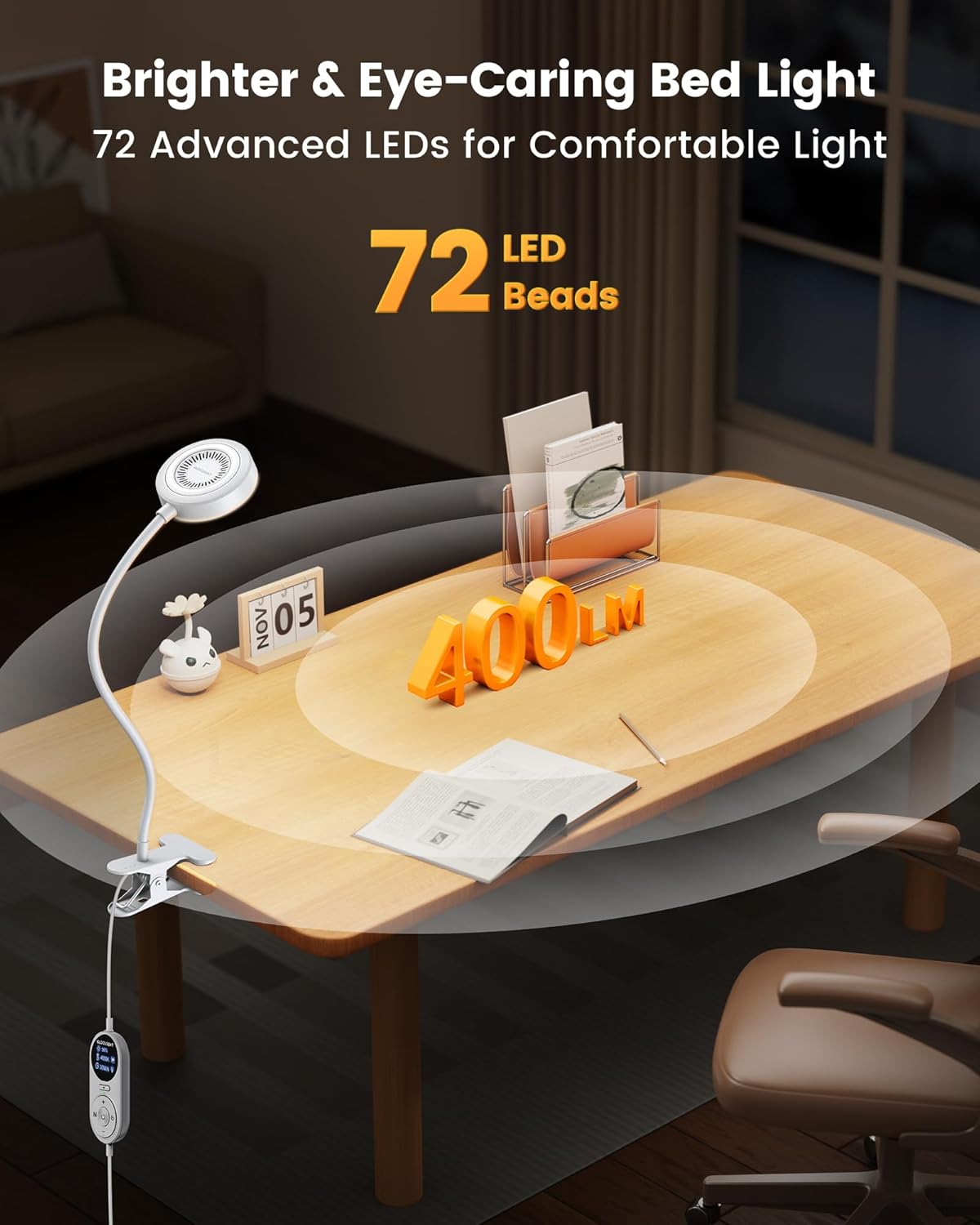 Glocusent 72 LED Clip-on Reading Light