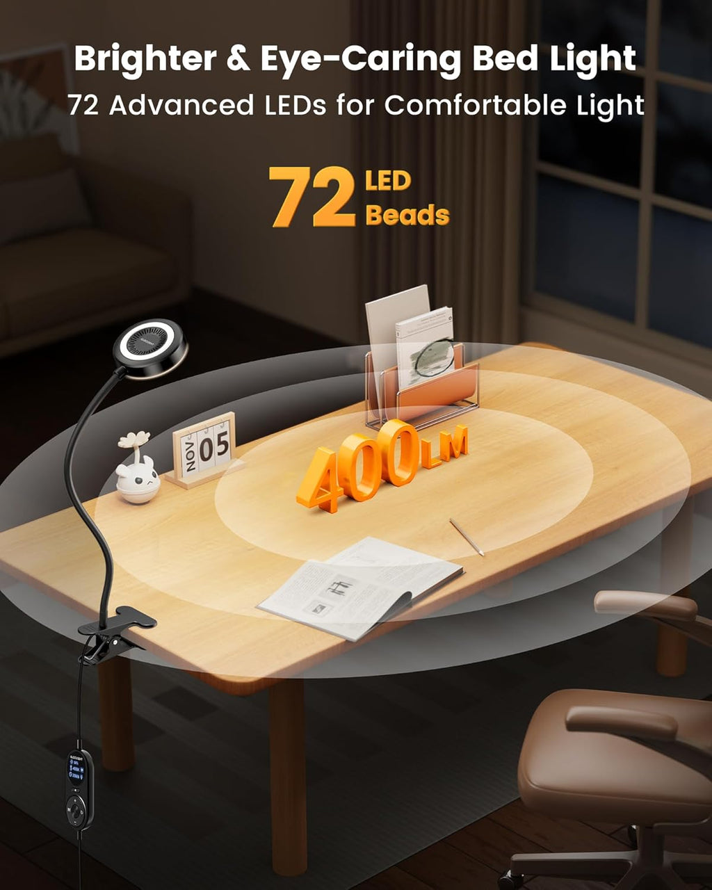 Glocusent 72 LED Clip-on Reading Light